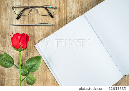Blank notebook diary with red roses Valentine Blank notebook diary with red roses Valentine 62055885
