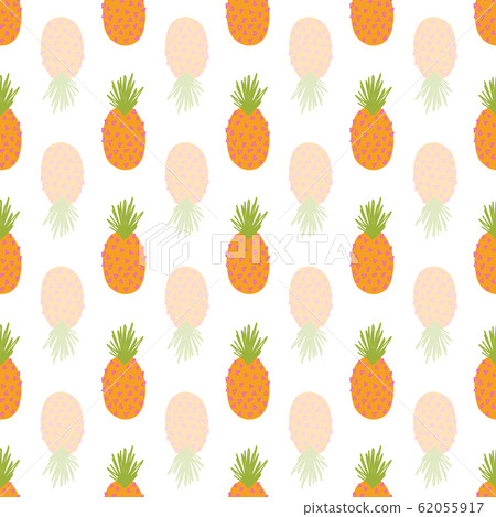 Pineapple repeating vector background. Abstract seamless summer pattern. Mirrored tropical Pineapple repeating vector background. Abstract seamless summer pattern. Mirrored tropical 62055917