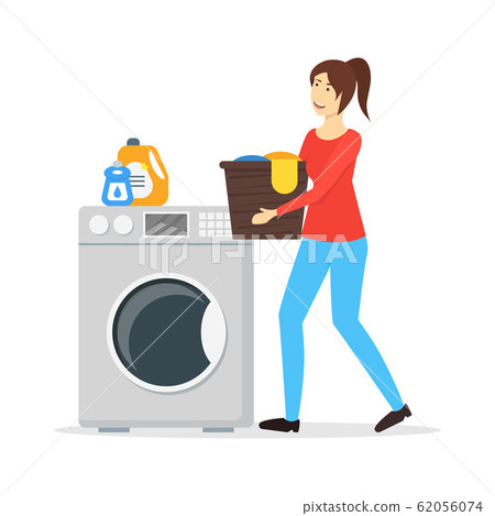 Cartoon Color Character Woman Housewife Concept. Vector 62056074