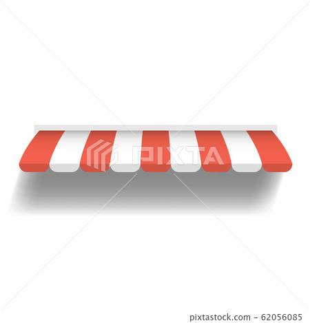 Realistic Detailed 3d Marketplace Striped Roof Awning. Vector 62056085
