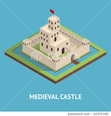 Medieval Kingdom Concept Card 3d Isometric View. Vector 62056100