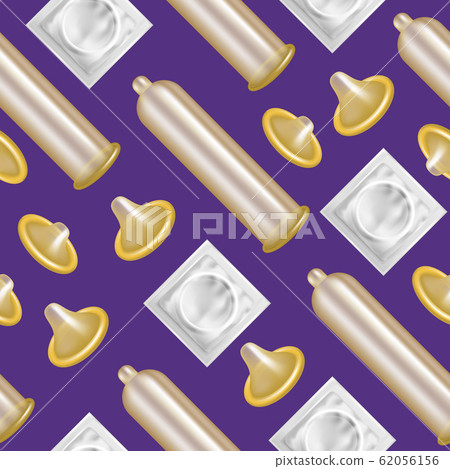 Realistic 3d Detailed Latex Condom Seamless Pattern Background. Vector Realistic 3d Detailed Latex Condom Seamless Pattern Background. Vector 62056156