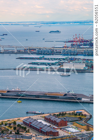 Yokohama cityscape in Japan: Quarantine work of a cruise ship carrying a new coronavirus-infected person continues off the coast of Yokohama Port on April 4 62056551