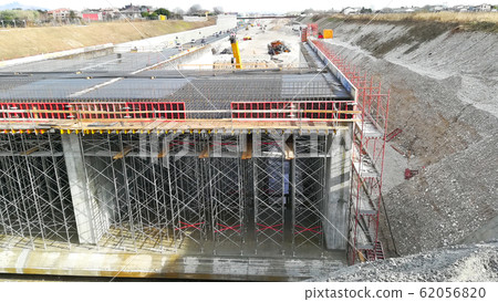 Highway construction site view. Civil engineering 62056820