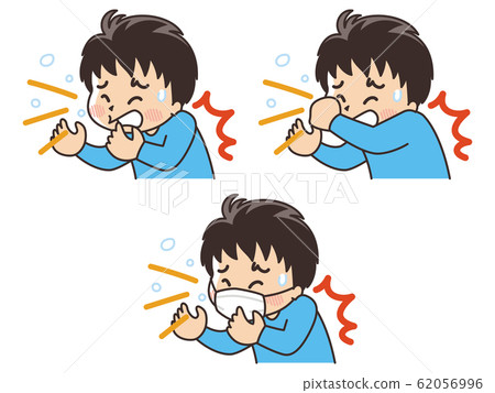 Sneezing man cold flu droplet infection Sneezing man cold flu droplet infection 62056996