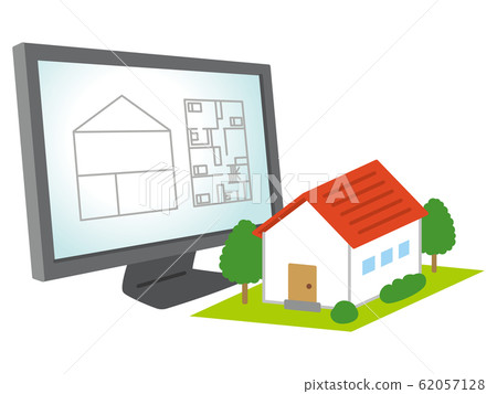 House model and drawing on computer - Stock Illustration [62057128] - PIXTA