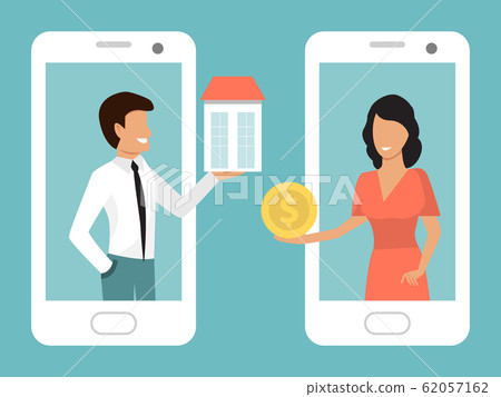 Hotels, apartments, hostels online booking smartphone application vector illustration 62057162
