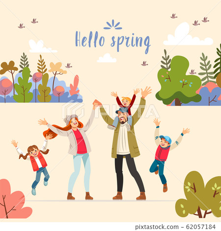 Hello spring. Hello spring greeting card with... - Stock Illustration ...