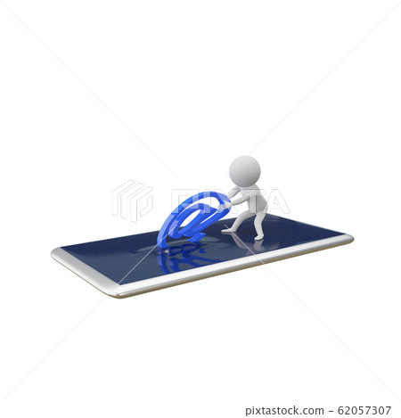 3D Illustration Abstract White Man Pulls Email 62057307