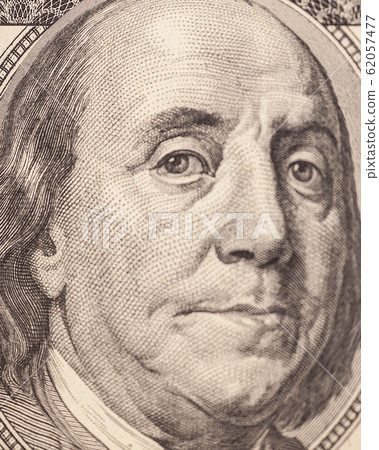 Benjamin Franklin portrait from a $100 bill 62057477