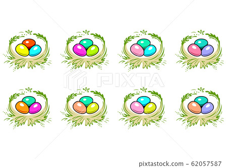 Colorful Easter Eggs In The Nest. 62057587