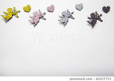 cupid heart white leather background  62057733