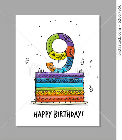 9th anniversary celebration. Greeting card 62057956