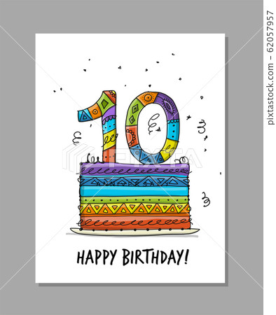 10th anniversary celebration. Greeting card 10th anniversary celebration. Greeting card 62057957