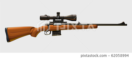 wooden sniper rifle side view 62058994