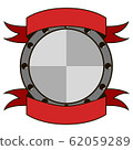Metallic shield with red ribbons 62059289
