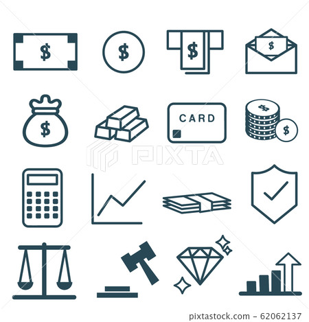 Money icon set stock finance auction 62062137