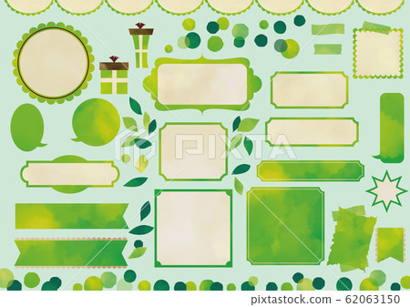 Watercolor style green frame various set 62063150