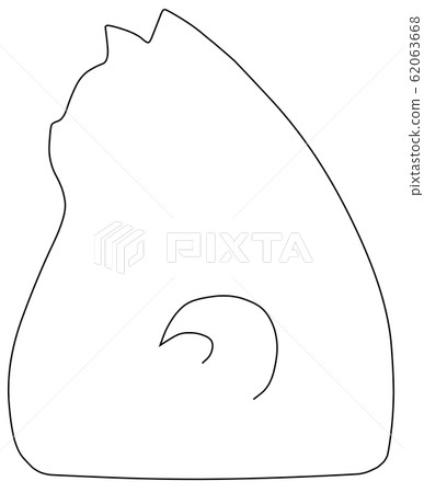 往後看的狗剪影（白色/黑色邊框） 62063668