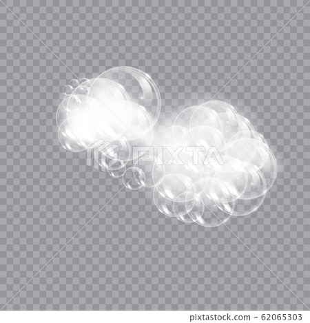 Bath foam soap with bubbles isolated vector illustration on transparent background. Shampoo and soap foam lather vector illustration. 62065303