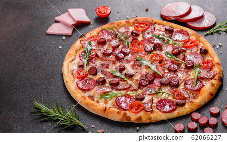 Pepperoni Pizza with Mozzarella cheese Pepperoni Pizza with Mozzarella cheese 62066227