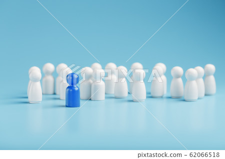 The leader in blue leads a group of white 62066518