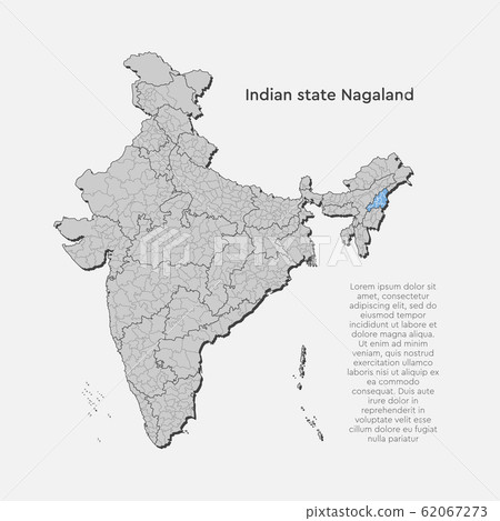 India country map and Nagaland state template India country map and Nagaland state template 62067273