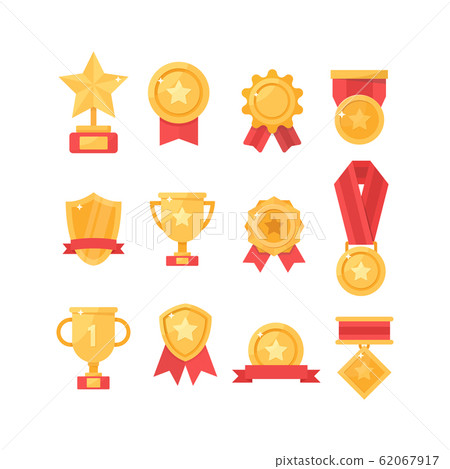 Golden cups for winners and others sport trophy 62067917