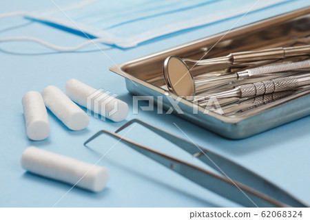 Set of metal dental instruments for teeth dental care 62068324