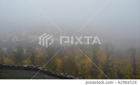 View of the foggy city from Heidelberg Castle 62068528