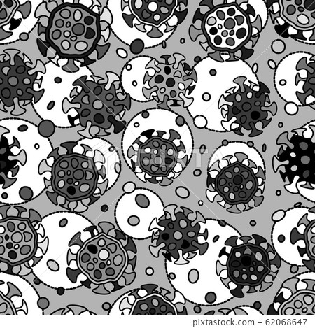 Vector seamless pattern with doodle coronavirus elements Vector seamless pattern with doodle coronavirus elements 62068647