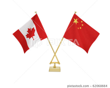 Tabletop flags of the two countries 62068664