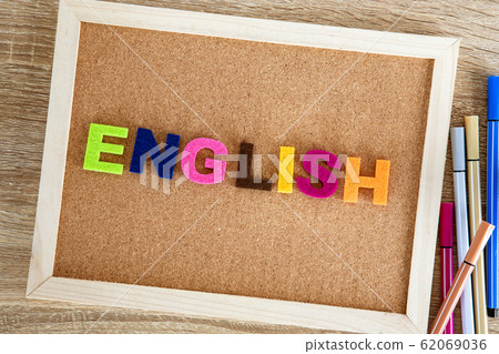 colorful ENGLISH word alphabet on pin board background ,English language learning concept 62069036