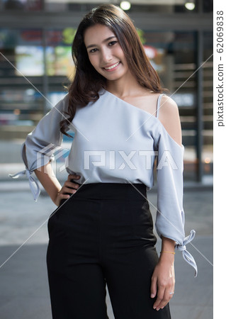 cheerful joyful girl, happy woman portrait with 62069838