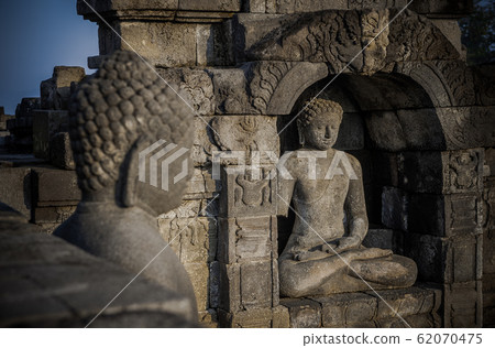 Borobudur temple at sunrise, Java, Indonesia 62070475