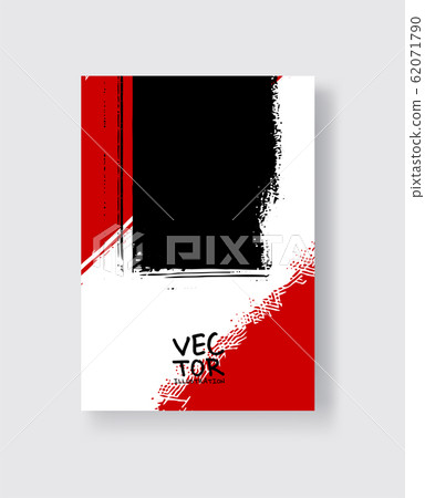 Black red ink brush stroke on white background. Black red ink brush stroke on white background. 62071790