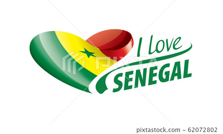 National flag of the Senegal in the shape of a heart and the inscription I love Senegal. Vector illustration National flag of the Senegal in the shape of a heart and the inscription I love Senegal. Vector illustration 62072802