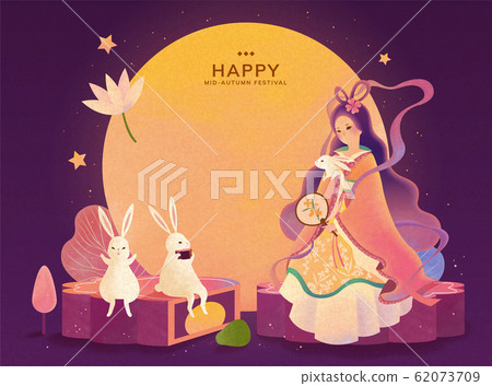 Chang'e and jade rabbit-插圖素材 [62073709] - PIXTA圖庫
