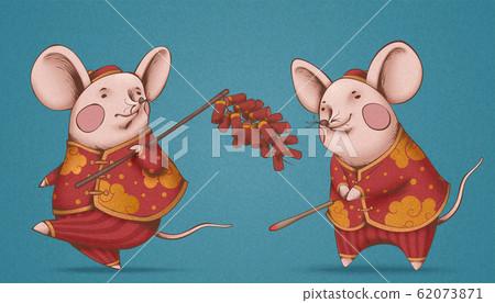 Rats hold firecrackers for new year 62073871