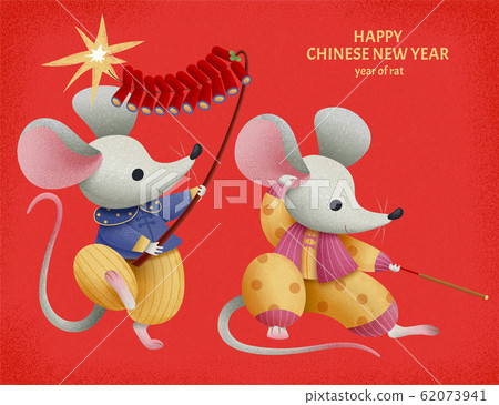 Mice lit firecrackers for new year Mice lit firecrackers for new year 62073941