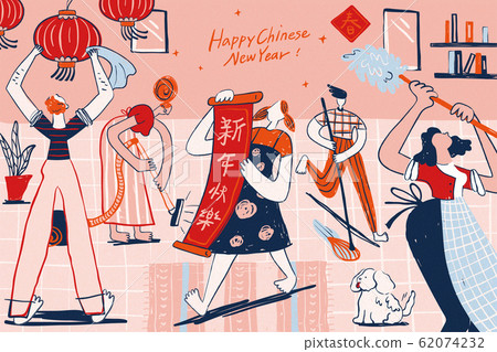 Modern hand drawn spring cleaning 62074232