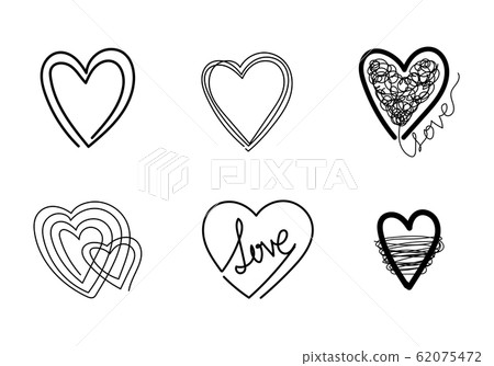 Set of doodle scribble hearts isolated on white background Set of doodle scribble hearts isolated on white background 62075472