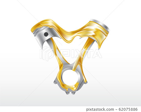 Two engine pistons in lubricant realistic Two engine pistons in lubricant realistic 62075886