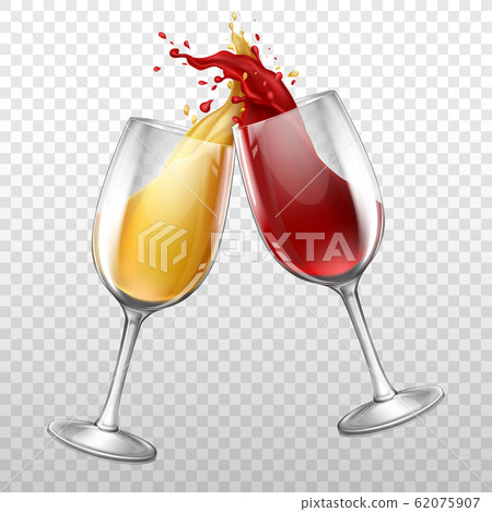 realistic wine bottle, splashing in wineglass 62075907