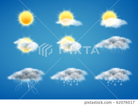 3d realistic set of weather forecast icons 62076017
