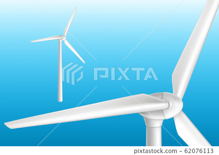 Modern wind turbine on tower 3d realistic 62076113