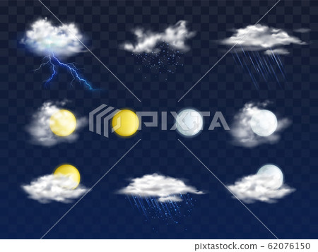 Weather forecast 3d icons realistic set Weather forecast 3d icons realistic set 62076150