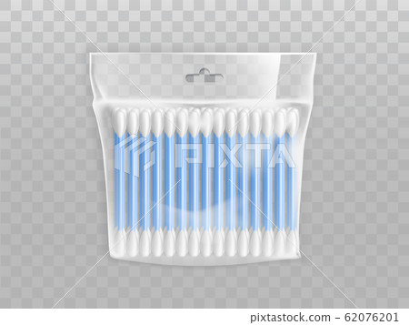 Plastic packet with cotton buds realistic Plastic packet with cotton buds realistic 62076201