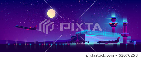 night airport in ultraviolet colors, background night airport in ultraviolet colors, background 62076258