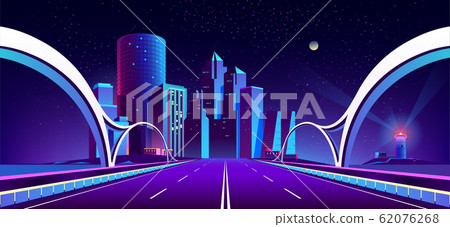background with night city in neon lights 62076268